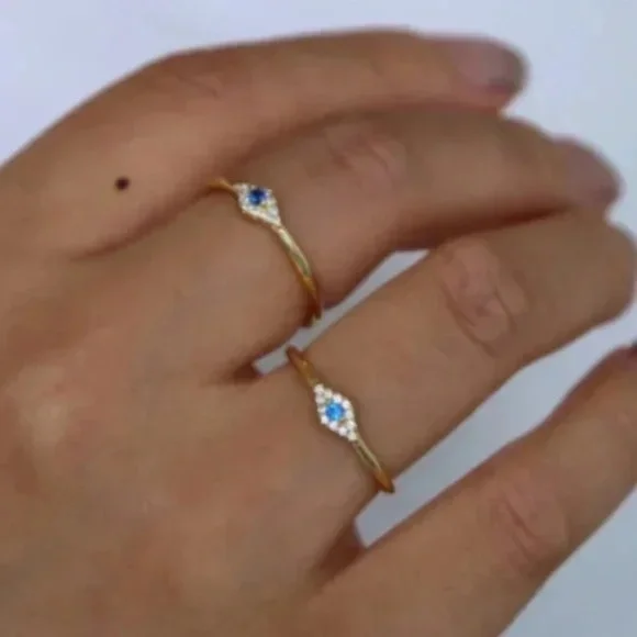 18K Gold Plated Paloma Evil Eye Ring - Picture 2 of 5